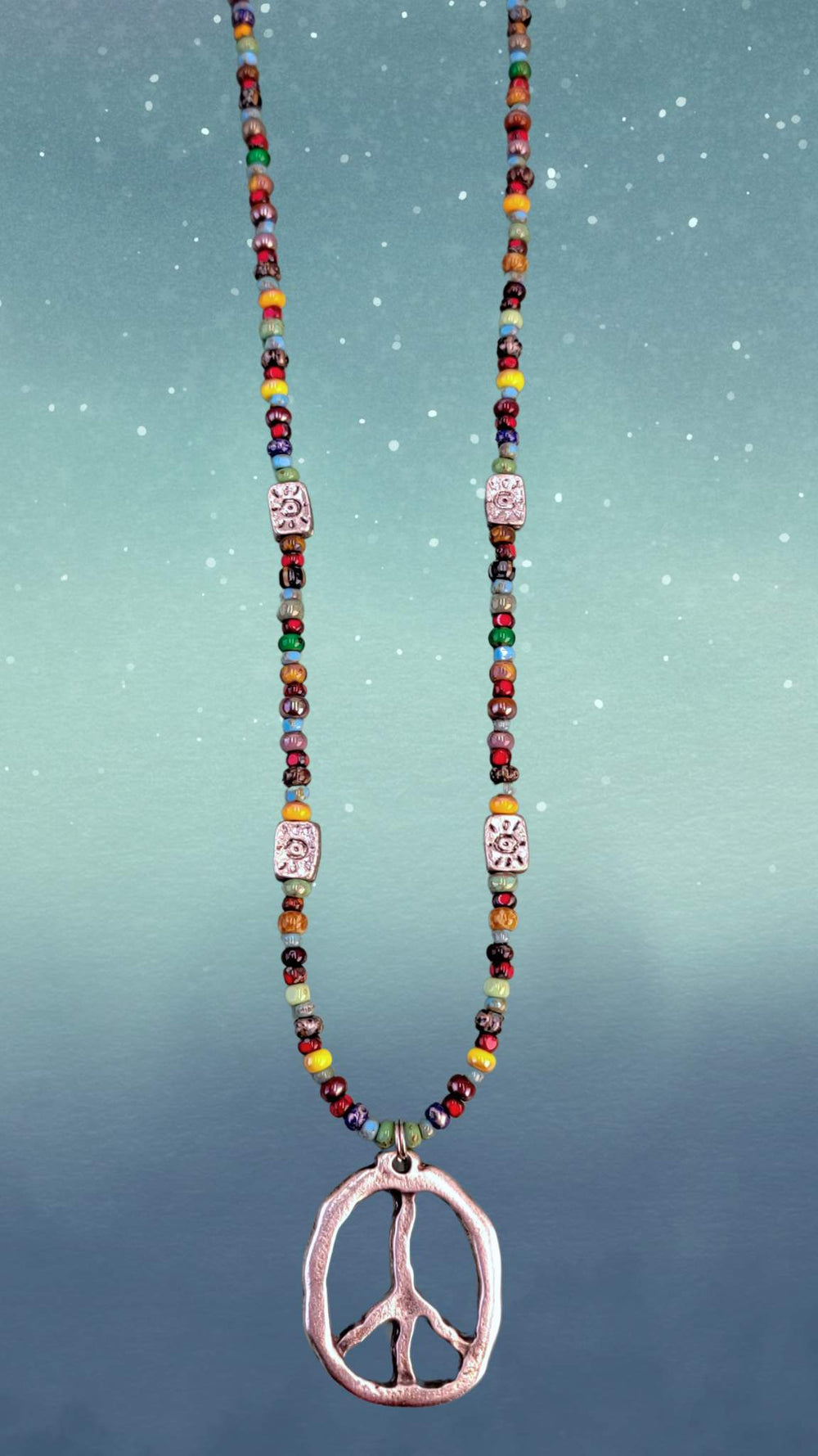 Hippie-Inspired Boho Necklace with Peace Sign Pendant