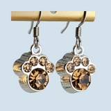 Crystal Paw Print Earrings, Topaz