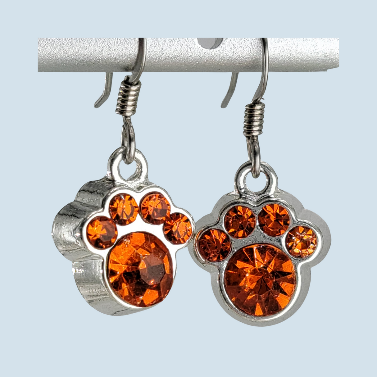 Crystal Paw Print Earrings, Orange