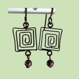 Twisted Square Earrings, Antiqued Copper