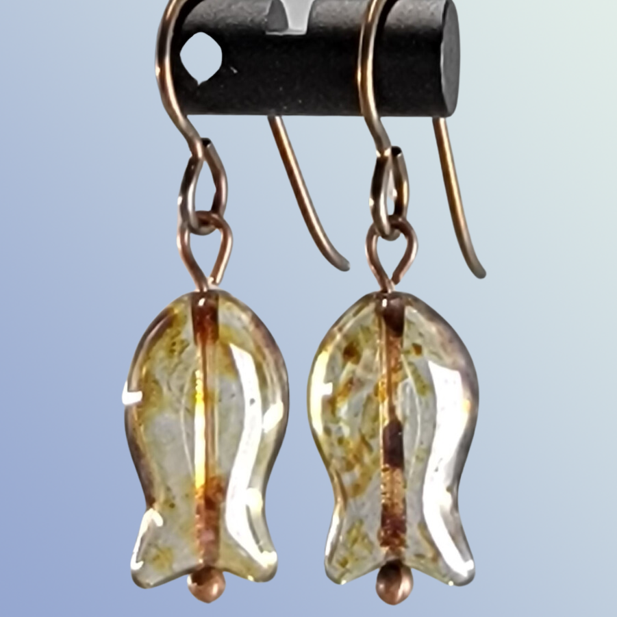 Earrings - Speckled Picasso Glass Fish