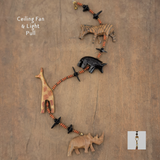 Fan or Light Pull - Asian and African Wildlife with Wood, Coconut Shell, and Czech Glass