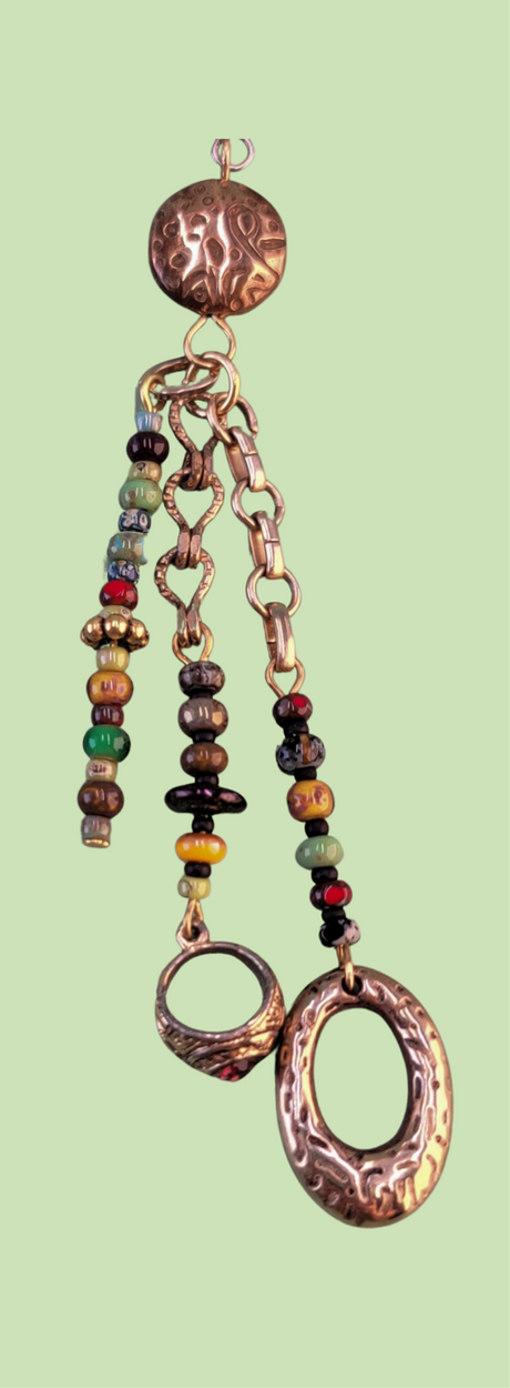 Handmade hypoallergenic colorful boho earrings with antiqued gold accents