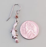 Handmade platypus earrings made with lead-free pewter platypus and brown Czech glass beads