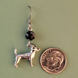 Handmade hypoallergenic Chihuahua dog earrings with snowflake obsidian beads