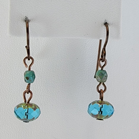 Earrings - Brilliant Faceted Aquamarine Picasso Glass