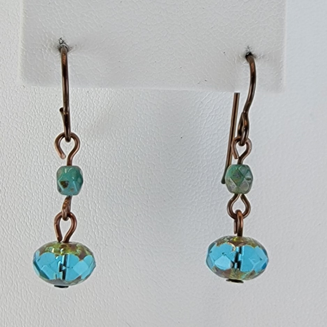 Earrings - Brilliant Faceted Aquamarine Picasso Glass