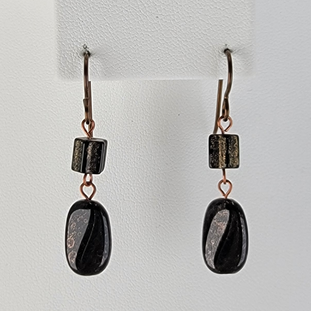 Earrings - Chic Picasso Glass Pillows and Cubes in Rich Dark