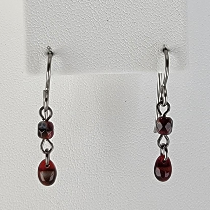Earrings - Delicate Picasso Glass Tear Drops and Rounds in 