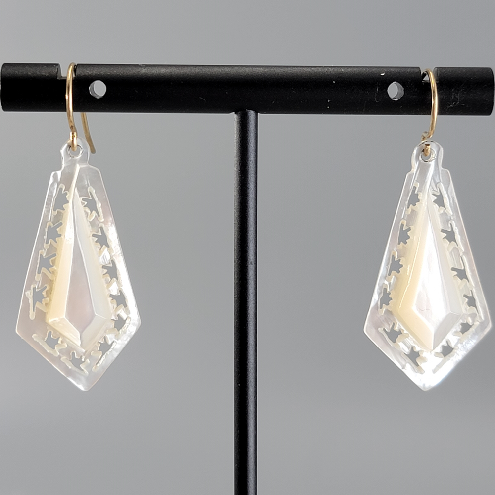 Elegant Carved Shell Earrings on Gold Filled Ear Wires