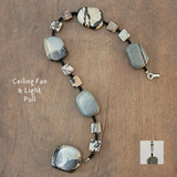 Fan or Light Pull - Agate in Grey Tan Black and Brown with 