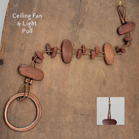 Fan or Light Pull - Double-Stranded Wood Copper and Czech 