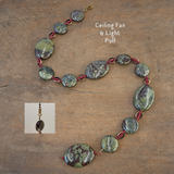 Fan or Light Pull - Dragonâ€™s Blood Jasper Copper & Czech 