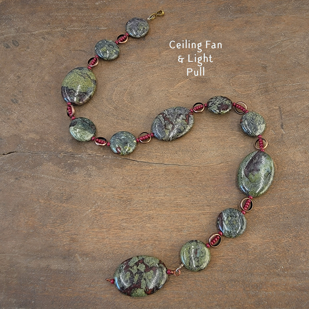 Fan or Light Pull - Dragonâ€™s Blood Jasper Copper & Czech 