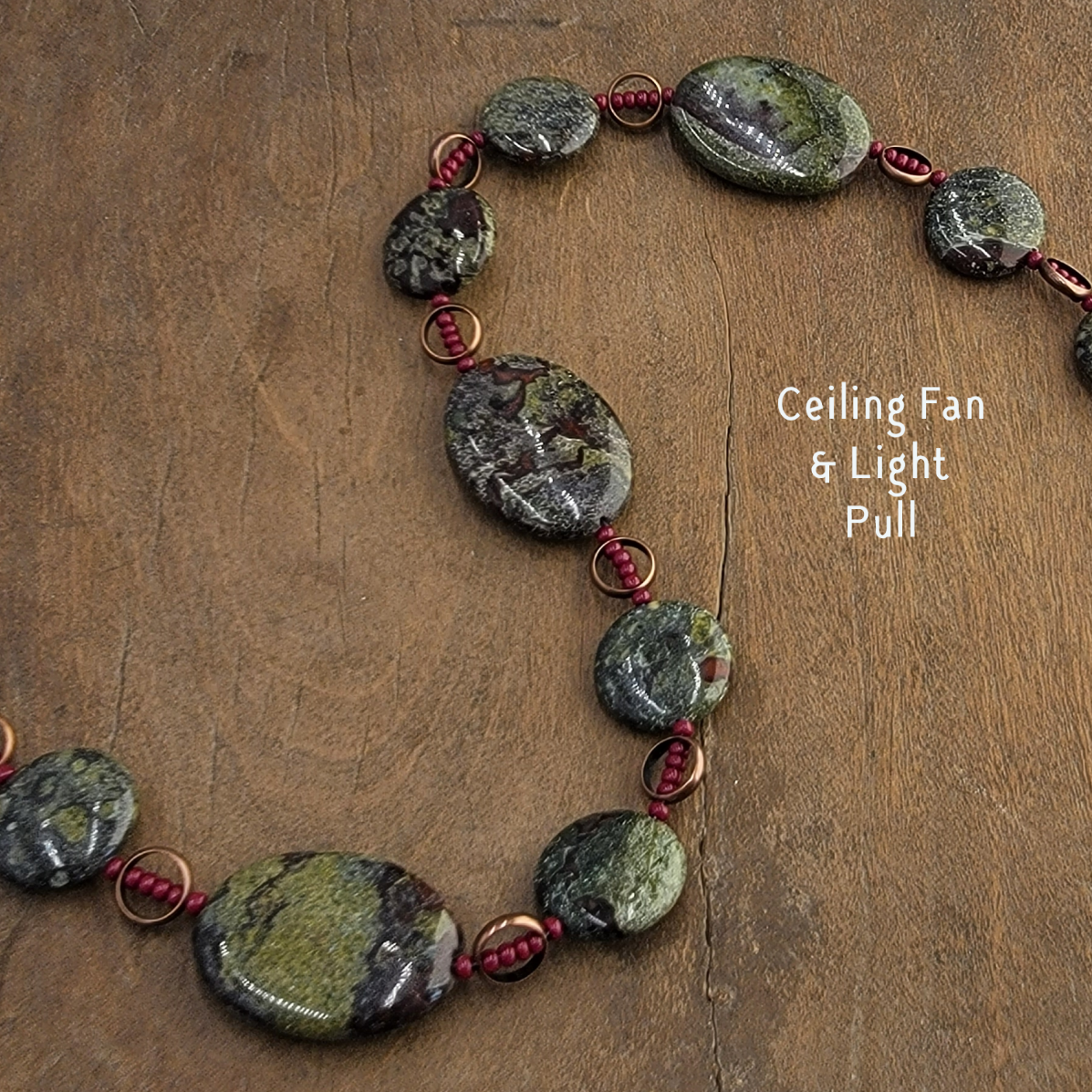 Fan or Light Pull - Dragonâ€™s Blood Jasper Copper & Czech 