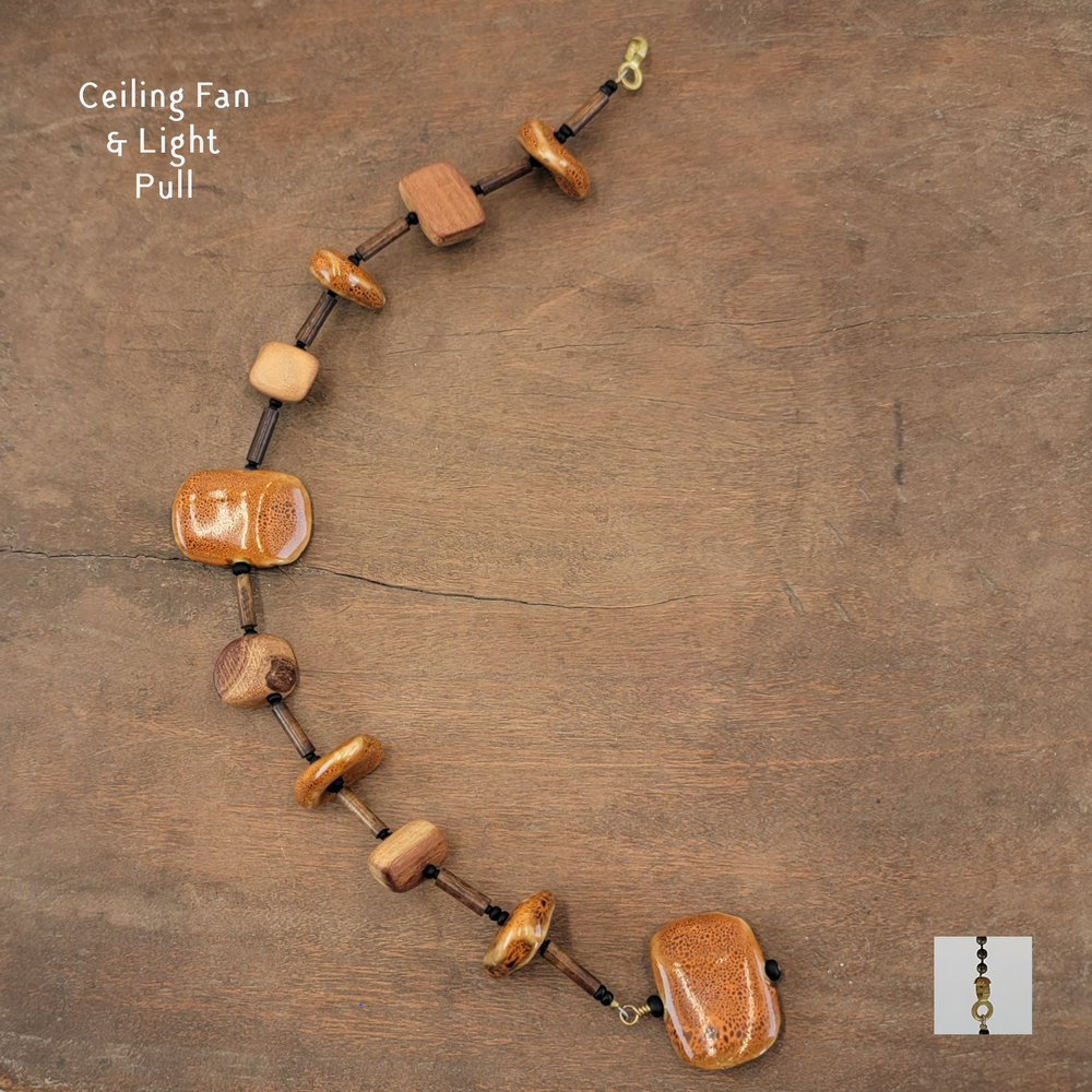 Fan or Light Pull - Earthy Orange Brown and Sand Ceramic 