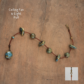 Fan or Light Pull - Earthy Teal Green and Brown Ceramic with