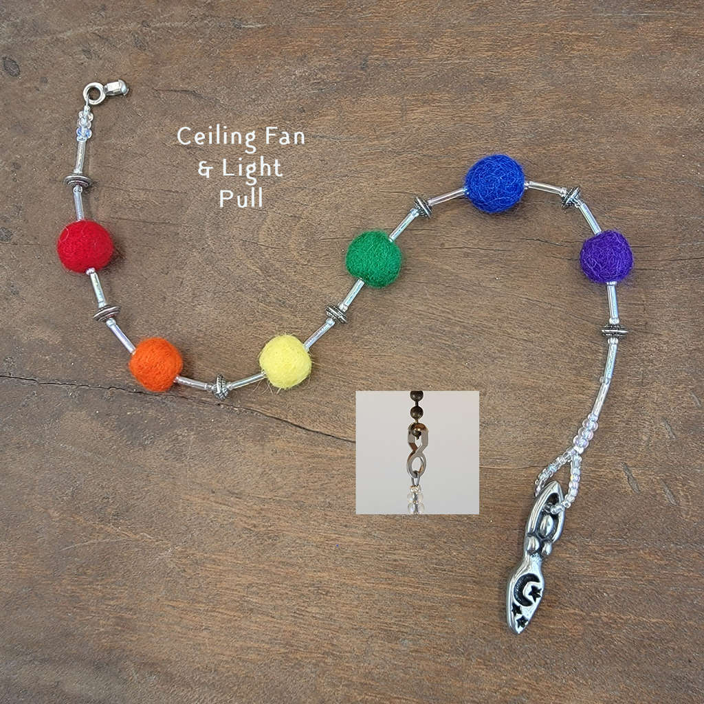Fan or Light Pull - Pride Felt Beads with Moon-and-Star 