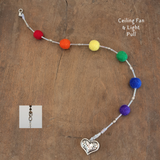 Fan or Light Pull - Pride Felt Beads with Pewter Heart