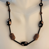 Natural Copper and Wood Beaded Necklace with Czech Glass 