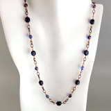 Necklace Antiqued Copper Tone and Blue Czech Glass