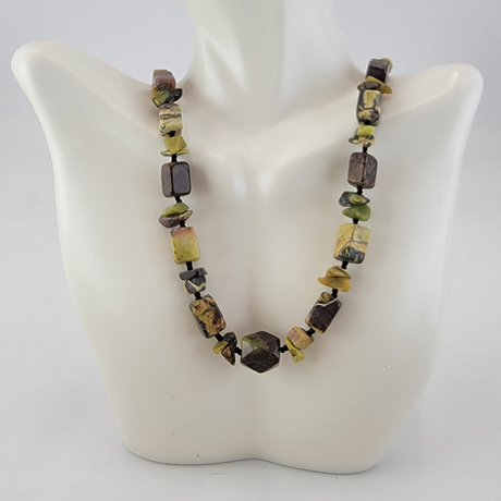 Necklace - Chinese Turquoise Boxes and Chunks with Czech 