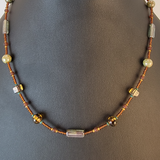 Necklace with Round Cube and Rectangle Czech Glass. Colors 