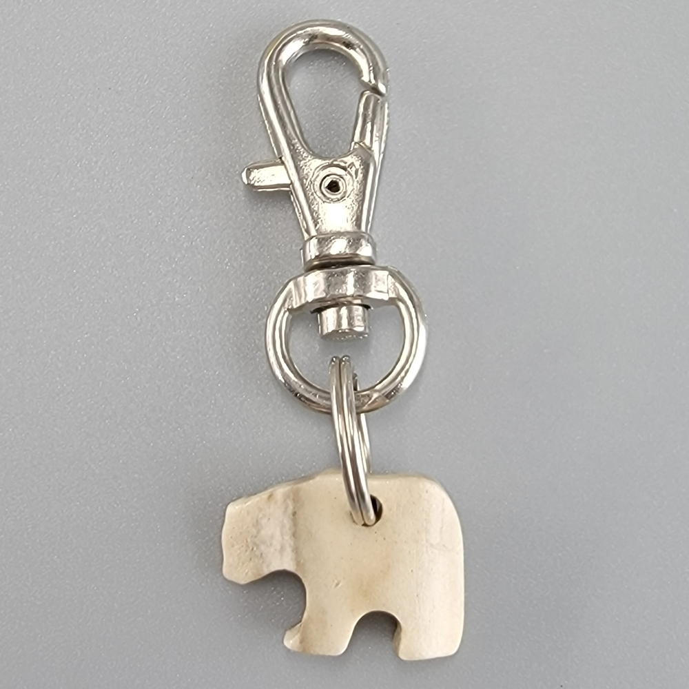 Polar Bear Zipper Pull Hand-Carved Bone 3/4x1/2 Alaskan Made