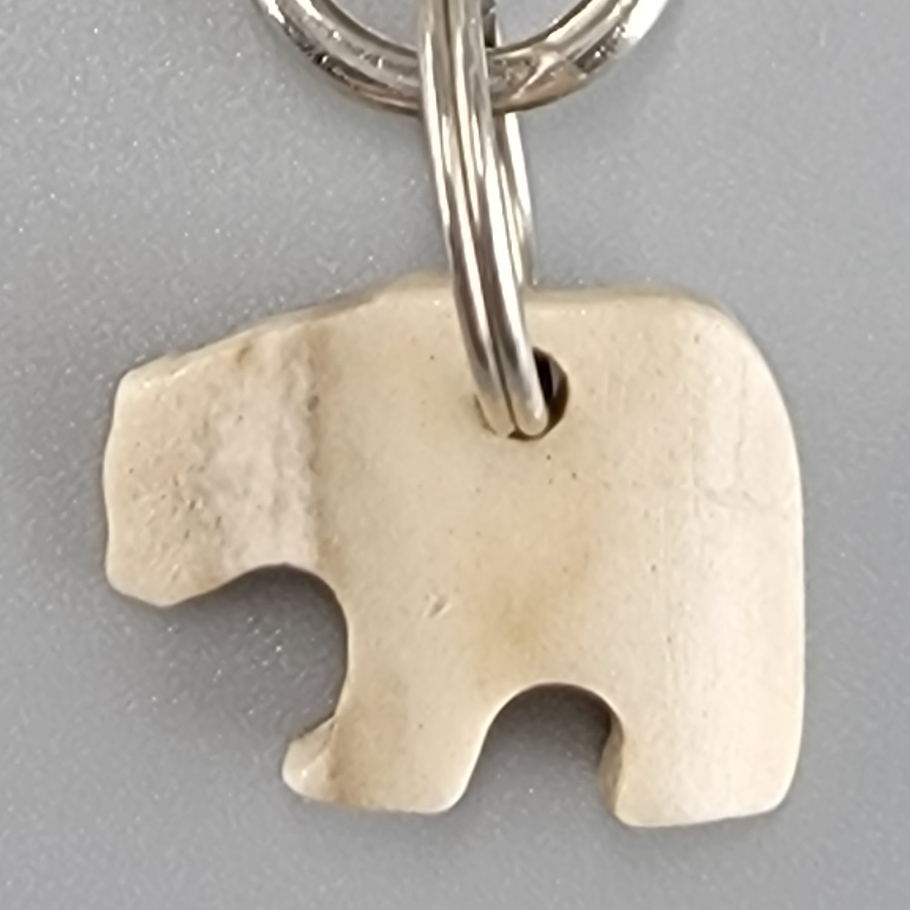 Polar Bear Zipper Pull Hand-Carved Bone 3/4x1/2 Alaskan Made
