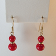 Red Jade Earrings with Gold Filled Disks