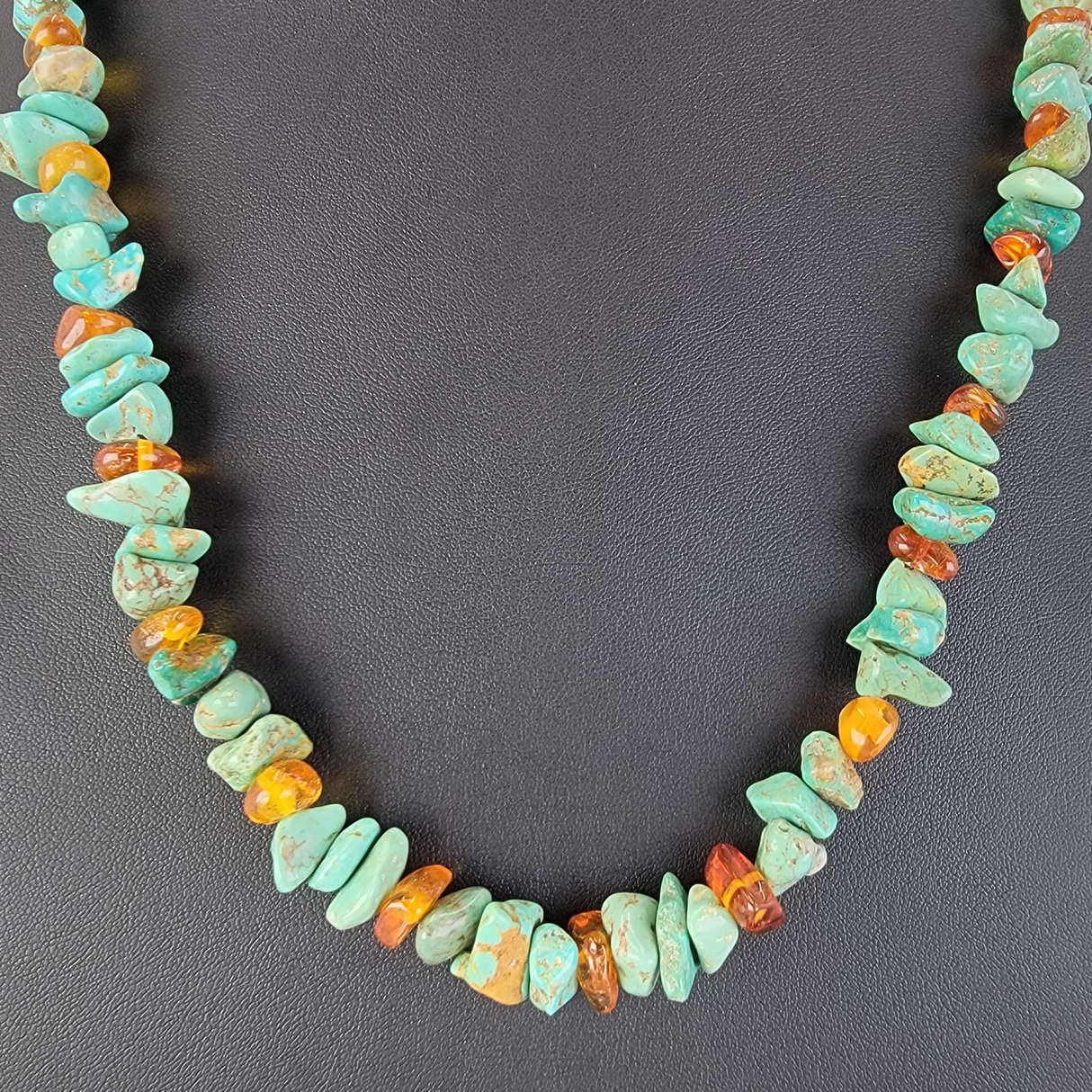 Turquoise Amber and Copper Necklace